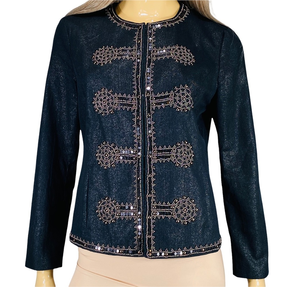 Chico’s Woman’s Black Beaded Suite Jacket Size 1